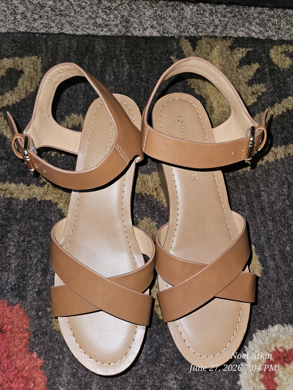 Tommy Hilfiger Tan Women's Crisscross Ankle-Strap Sandals